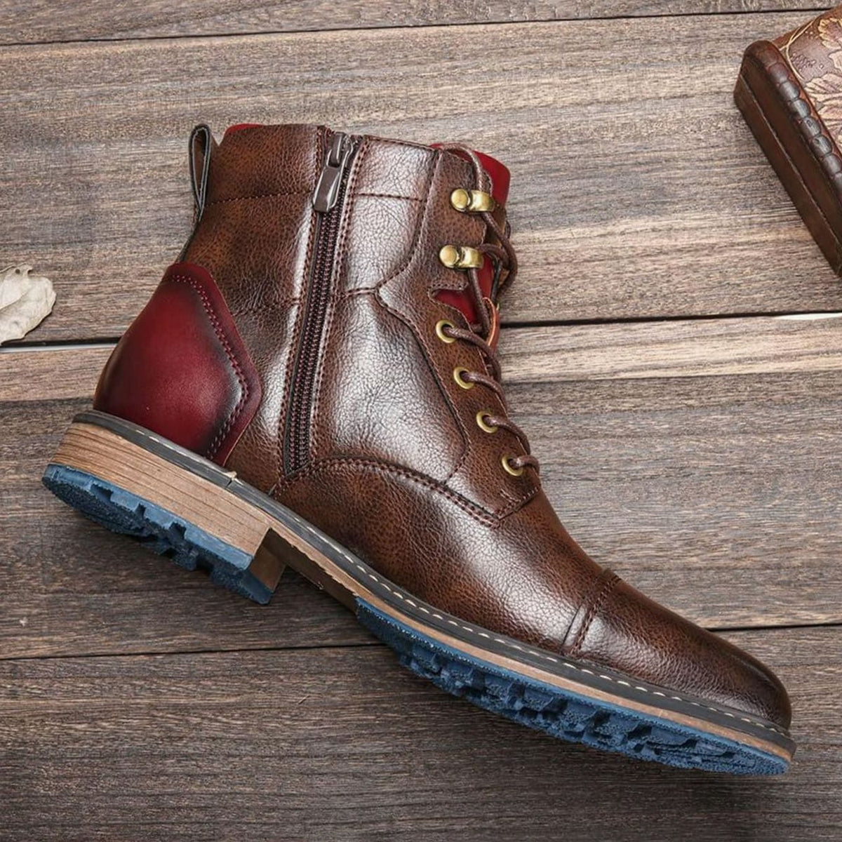 Arjen - Men's Lace-Up Cap-Toe Leather Ankle Boots
