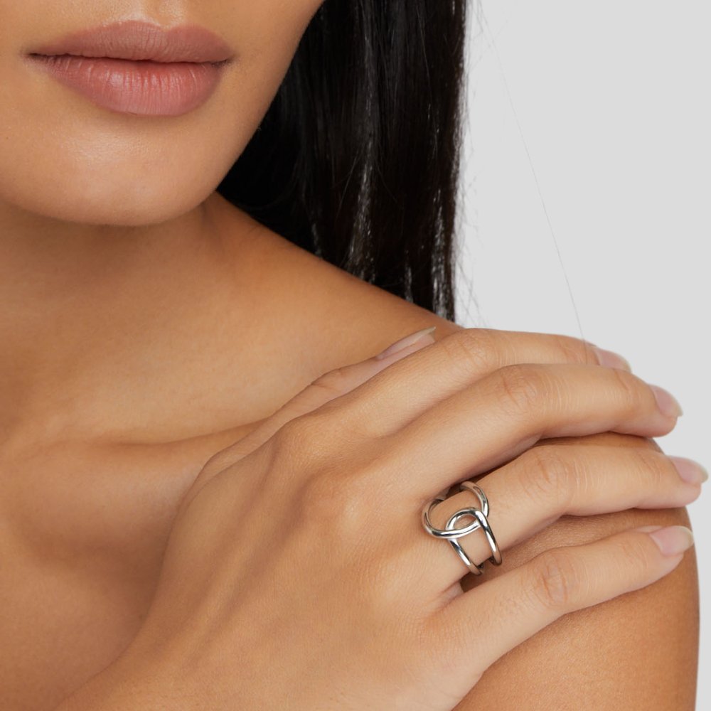 Women's Intertwined Silver Ring - Astrid