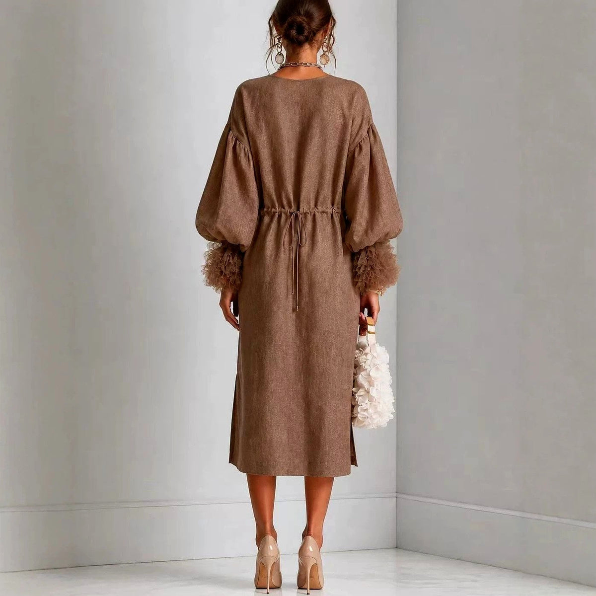 Audrey - Women's Long Puff Sleeve Fall Party Dress