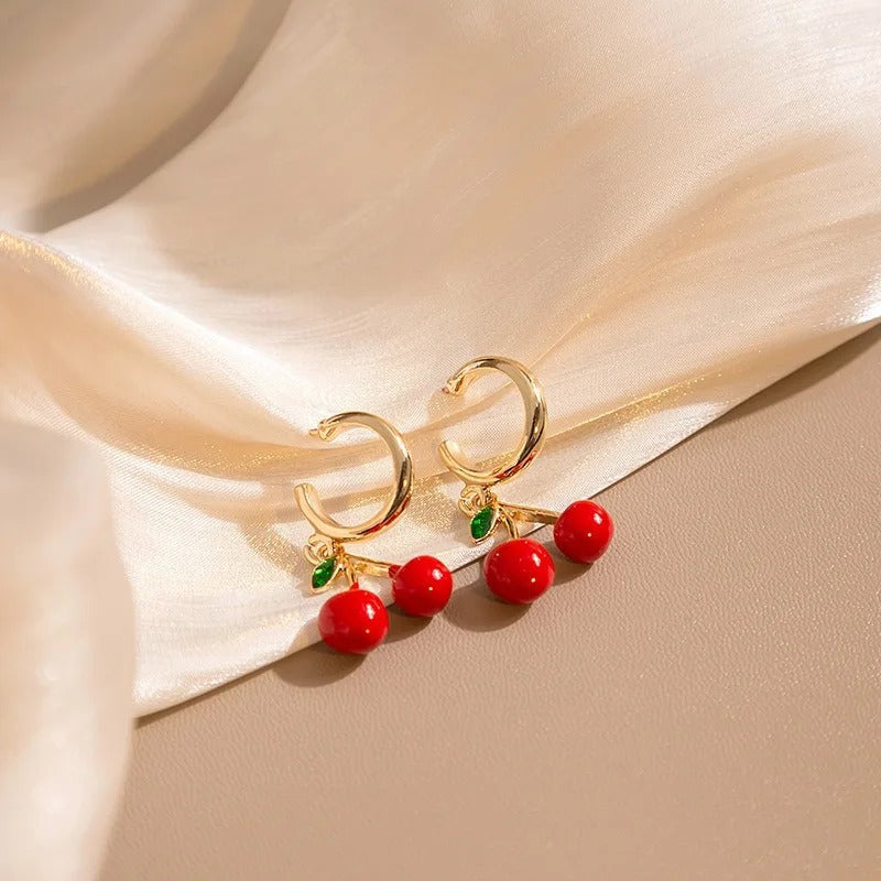 Women's Gold-Plated Enamel Fruit Drop Earrings - Amelie