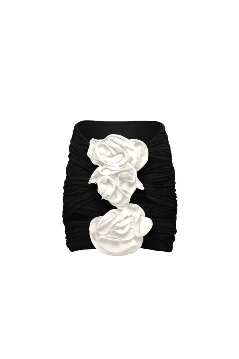 3D Flower Black Swimwear Set