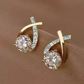 Gold Cross Cubic Zirconia Earrings - Private Collection