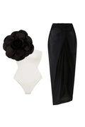 3D Flower Solid Swimsuit