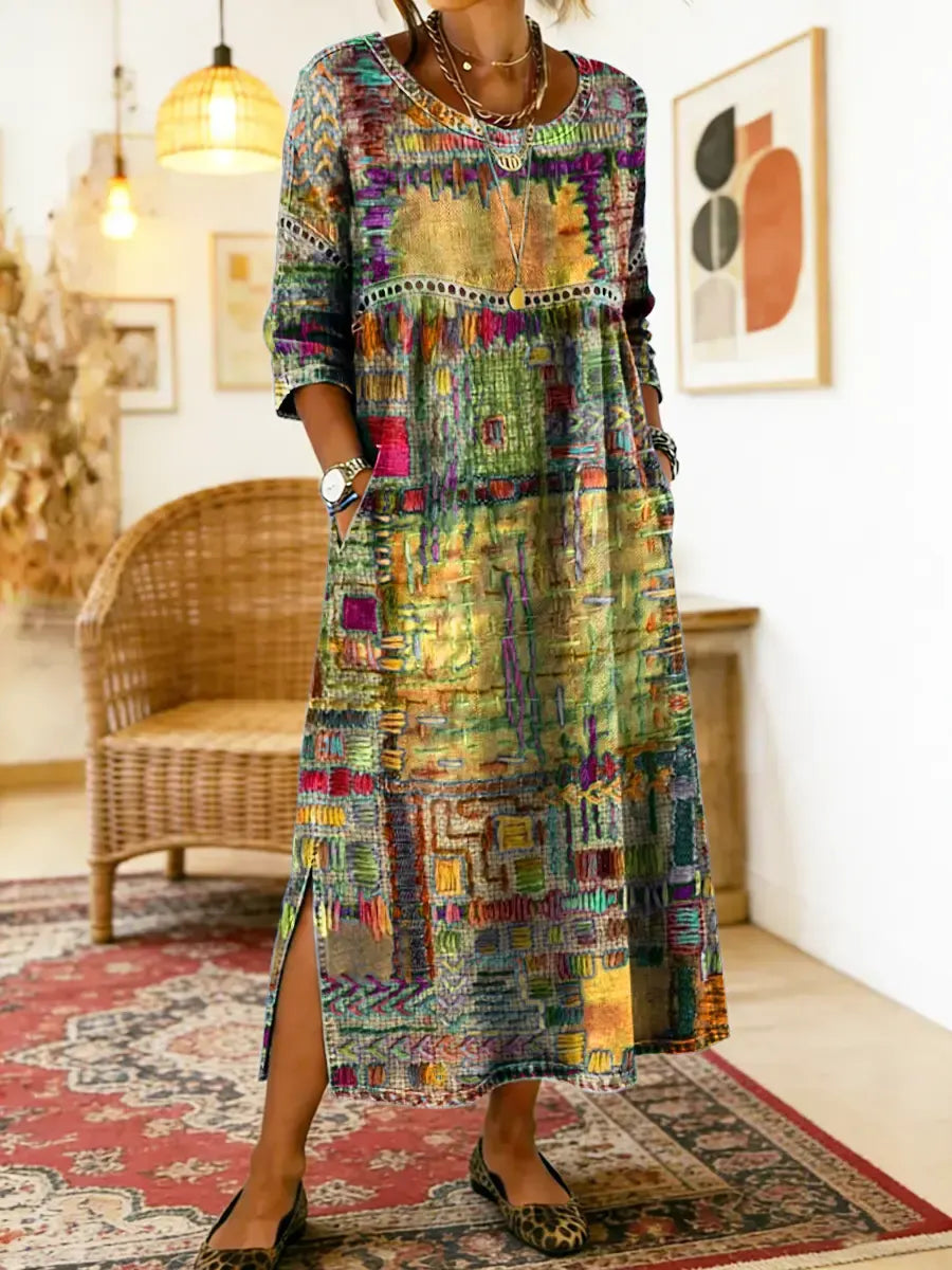 Women’s Abstract Print Midi Dress