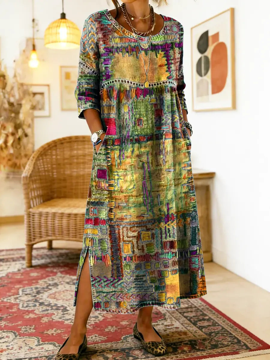 Manuela - Denim Dress with Ethnic Patchwork