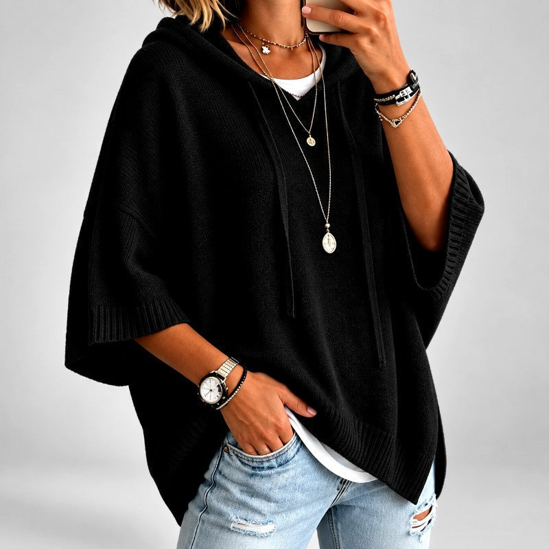 Beatrix - Women's Oversized Hooded Batwing Knit Sweater