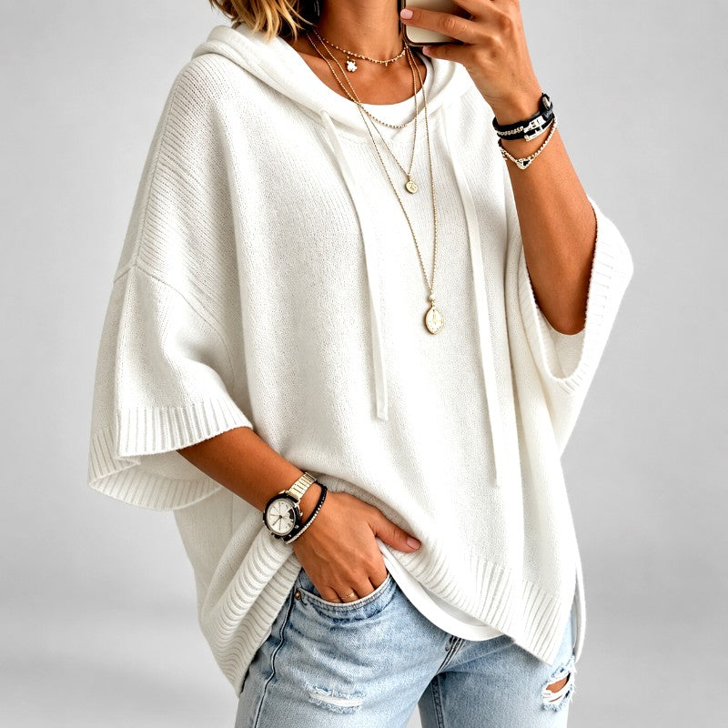 Beatrix - Women's Oversized Hooded Batwing Knit Sweater