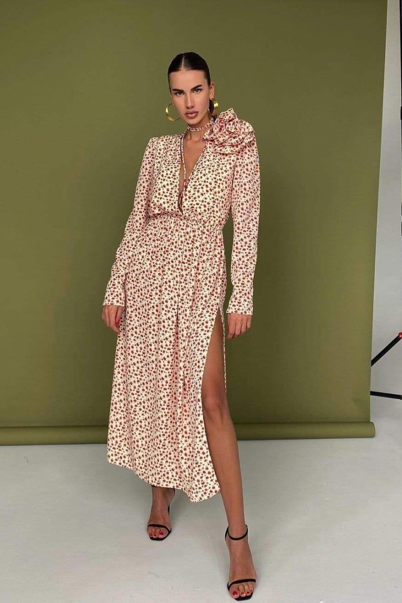Bertha Flower V-Neck Mini-Length Dress