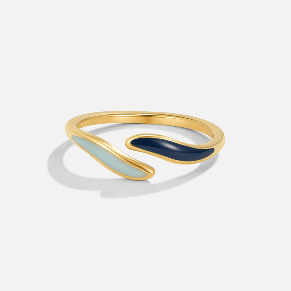 Blue Ocean Waves Wrap Ring