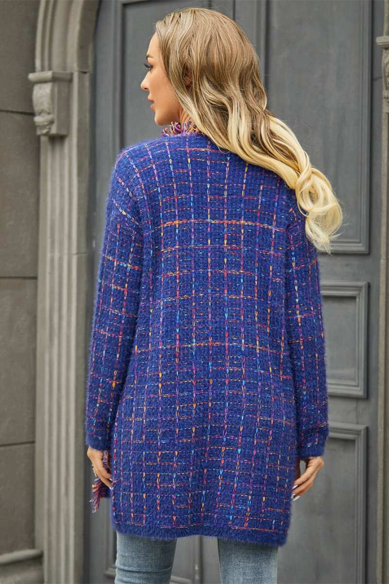 Modern Pate Pocketed Knit Cardigan Blue