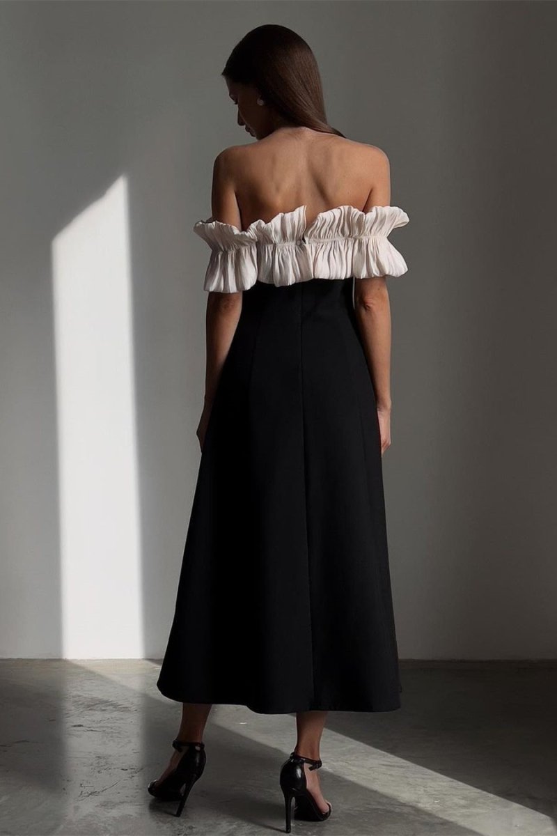 Bonnie Off-Shoulder Ruffled Midi-Length Dress