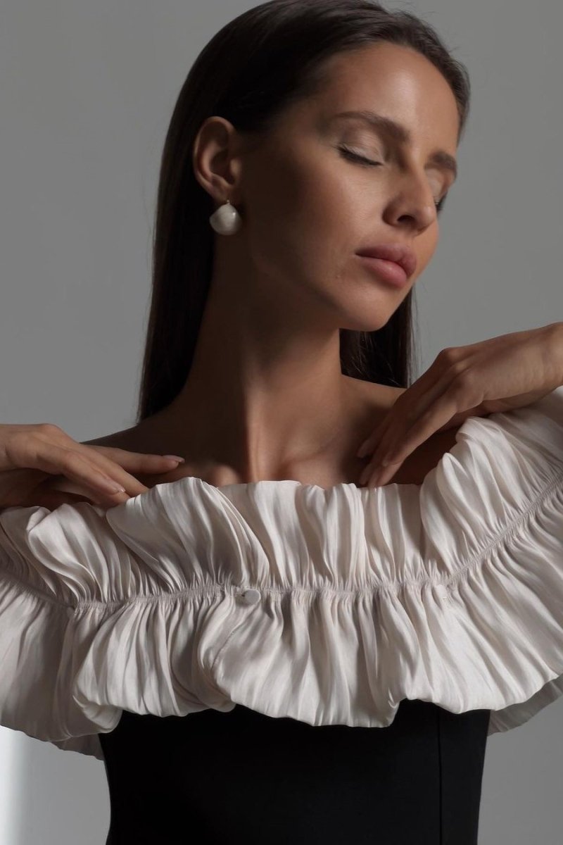 Bonnie Off-Shoulder Ruffled Midi-Length Dress