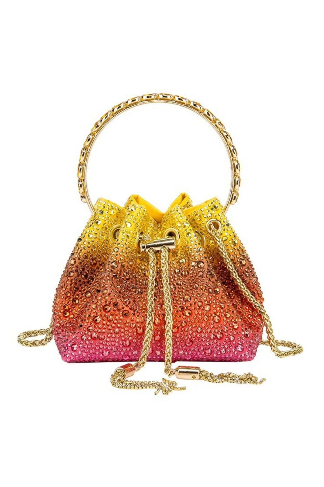 Modern Carlin Diamente Loop Handle Bucket Bag