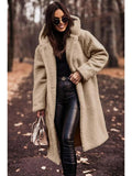 Women's Long Teddy Coat with Hood
