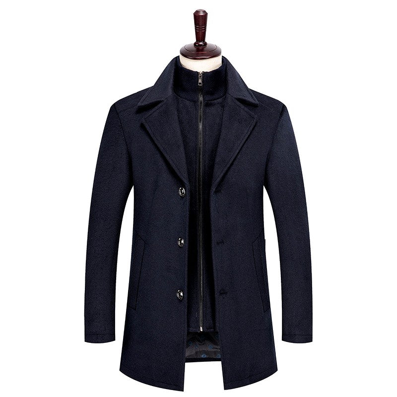 Carter - Men's Notch Lapel  Coat with Removable Zip Vest Liner