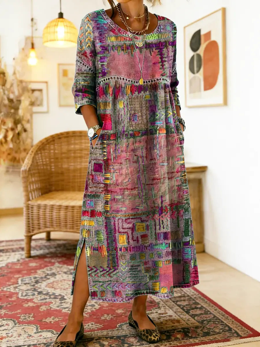 Manuela - Denim Dress with Ethnic Patchwork