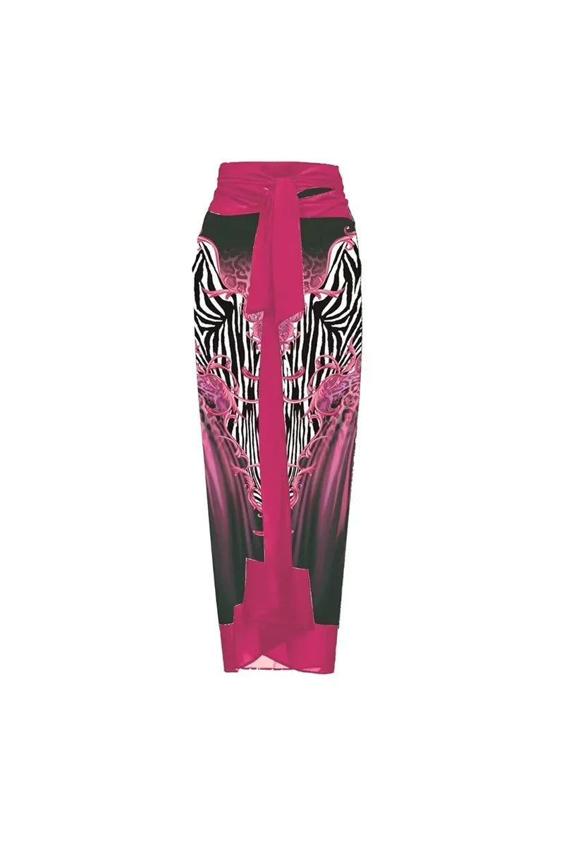 Magenta Flower Print 3D Flower Swimsuit