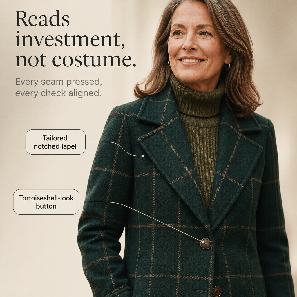 Maren – Plaid Two-Button Oversized Wool-Look Coat