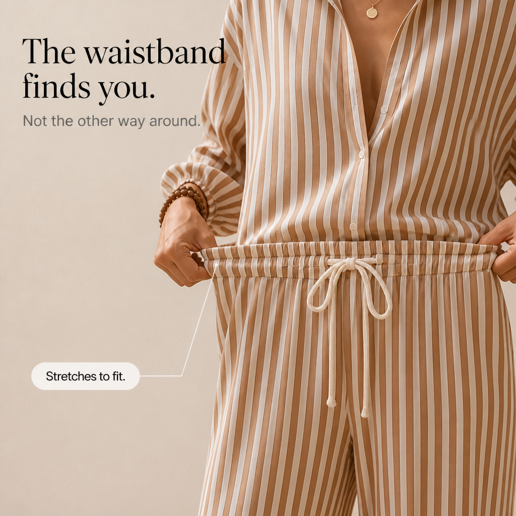 Isadora – Striped Two-Piece Lantern Sleeve Set