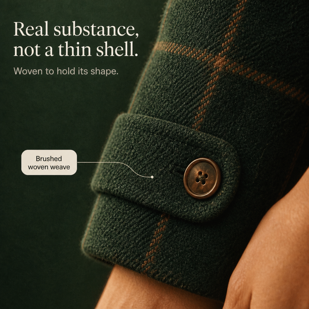 Maren – Plaid Two-Button Oversized Wool-Look Coat