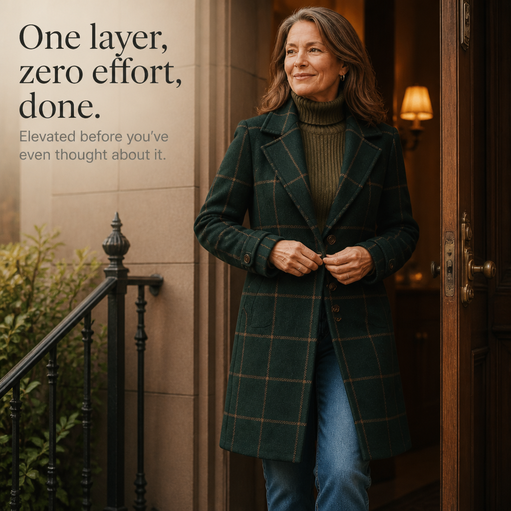 Maren – Plaid Two-Button Oversized Wool-Look Coat