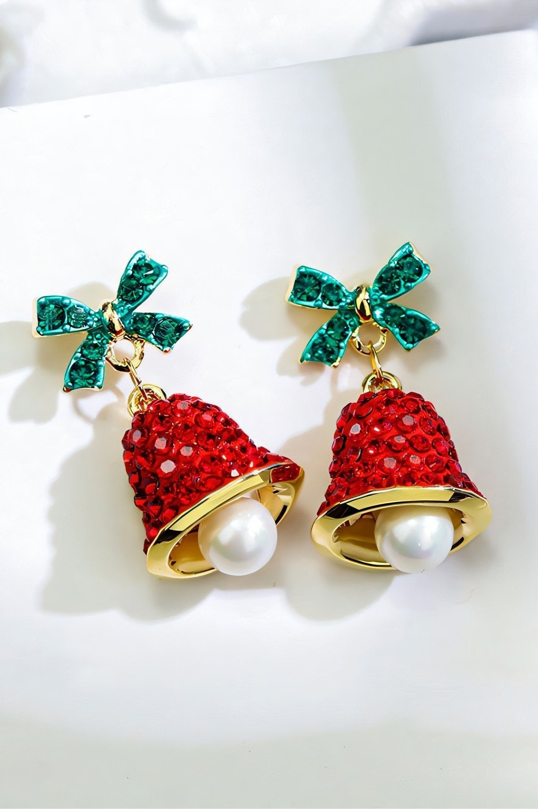 Statement Christmas Bowknot Jingle Bell Drop Earrings
