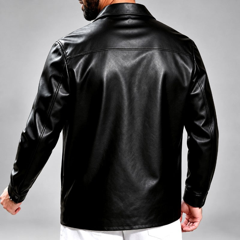 Claude - Men's Faux Leather Button-Front Jacket