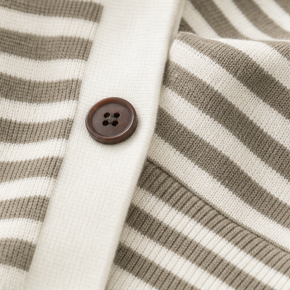 Camilla – Striped Collared Button-Front Cardigan