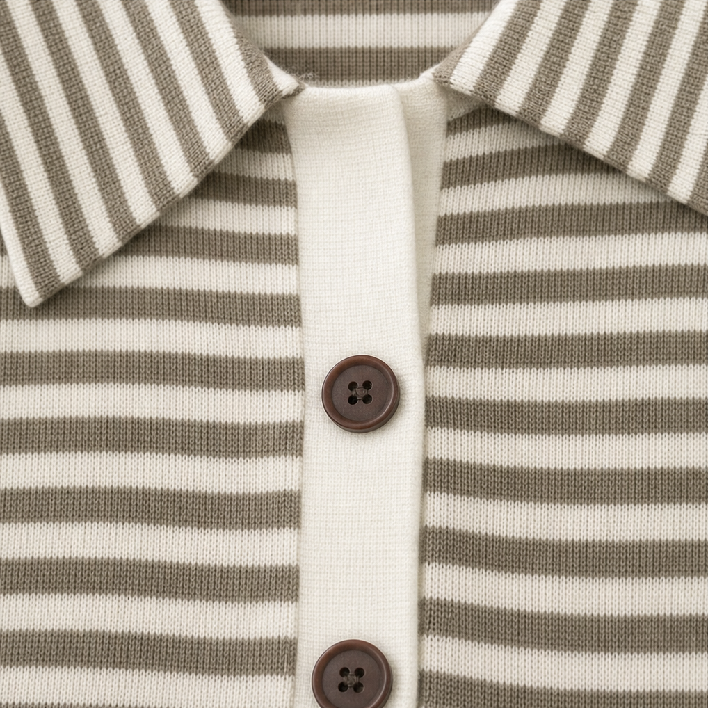 Camilla – Striped Collared Button-Front Cardigan