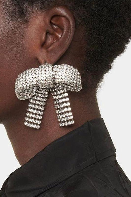 Statement Crystal-embellished Bow Earrings