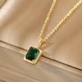 Elanora Gold Necklace with Green Rectangle Pendant