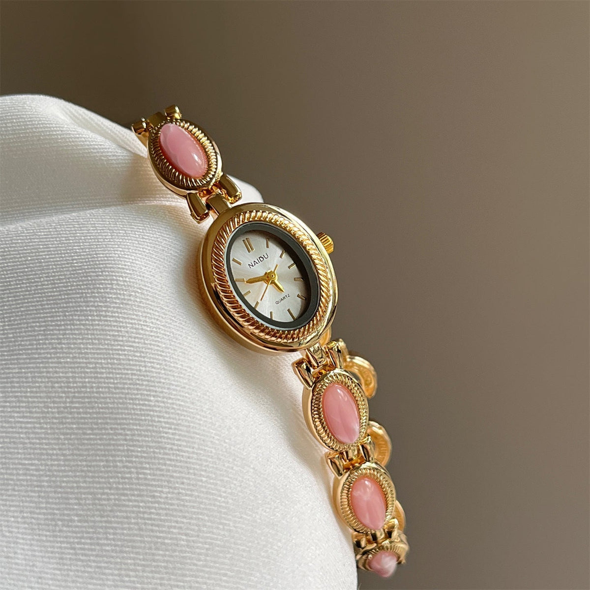 Alviera Women's Watch with Oval Center Case and Stone-Set Link Bracelet