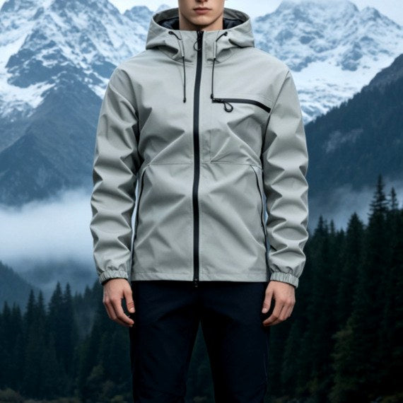 Dave - Men's Zip-Up Rain Jacket with Adjustable Hood