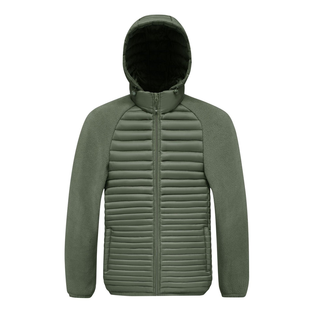 David - Men's Fleece Sleeve Quilted Hooded Jacket