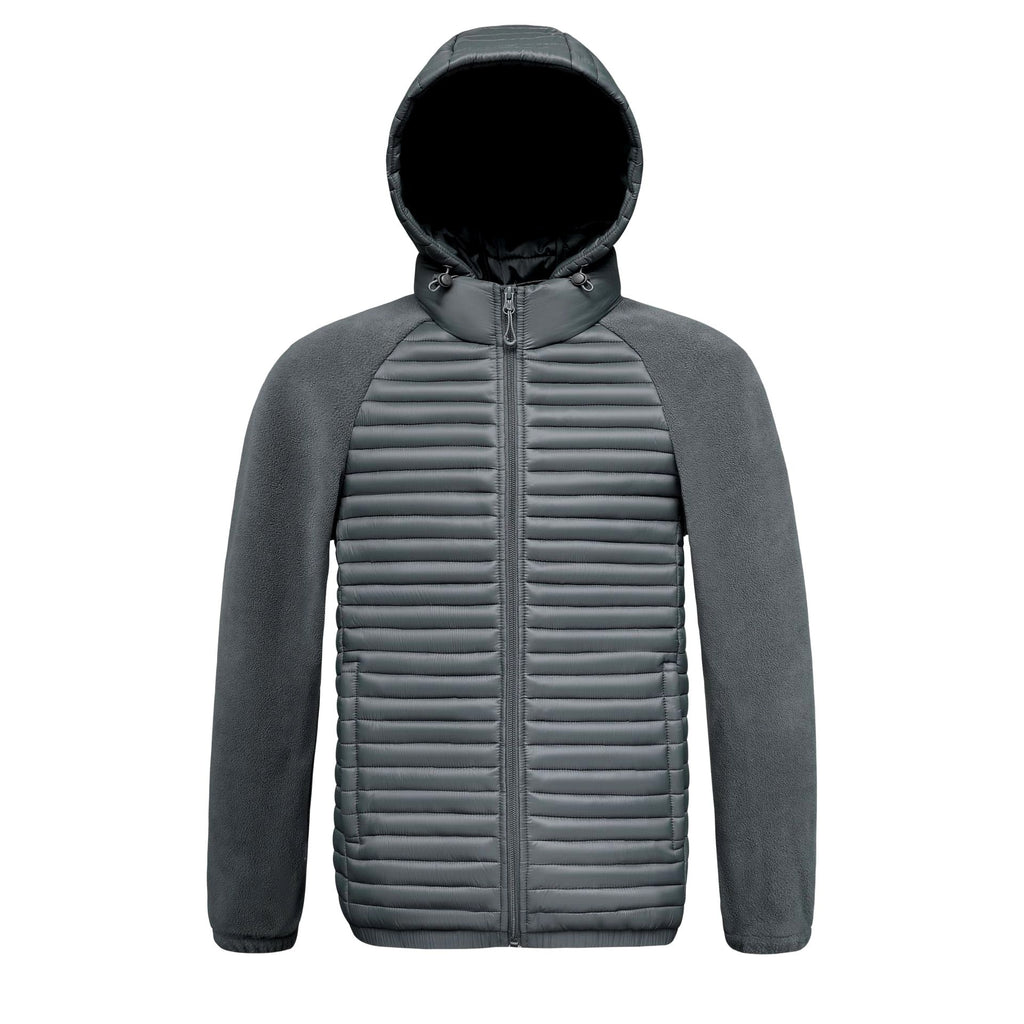 David - Men's Fleece Sleeve Quilted Hooded Jacket