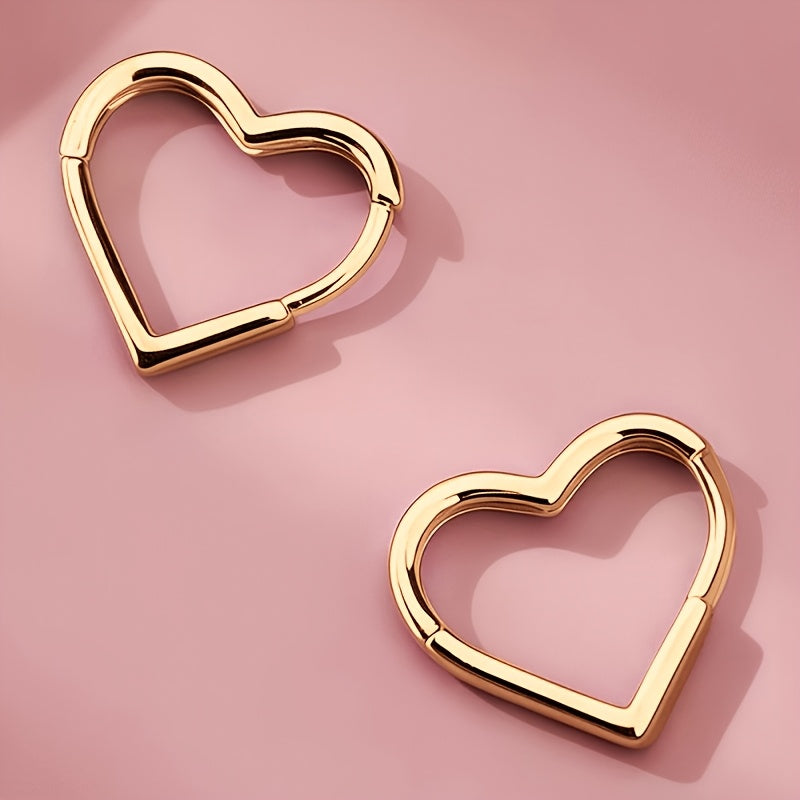 Gold Stainless Steel Heart Earrings Exclusive Collection