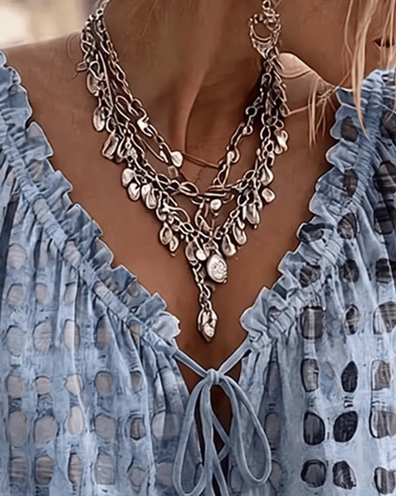 Reese - Soft-Touch Lace-Up V-Neck Blouse