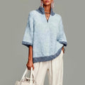 Denise - Women's Quarter-Zip Oversized Knit Sweater