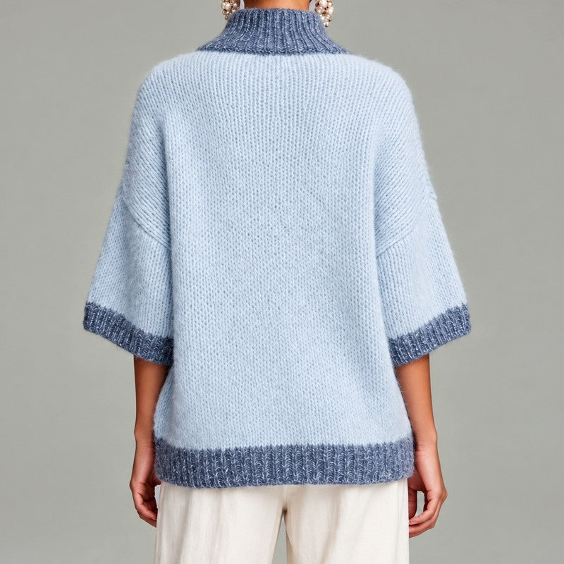 Denise - Women's Quarter-Zip Oversized Knit Sweater