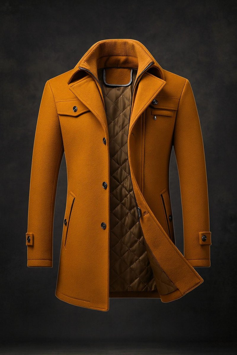 Dominik - Men's Insulated Wool Coat with Double Collar