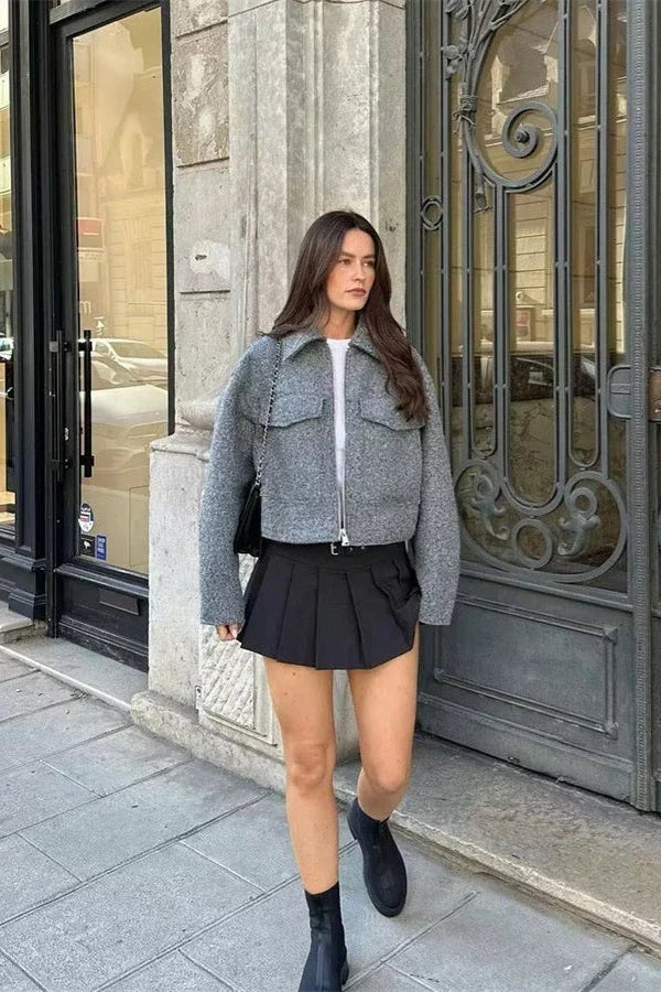 Modern Cropped Jacket Gray