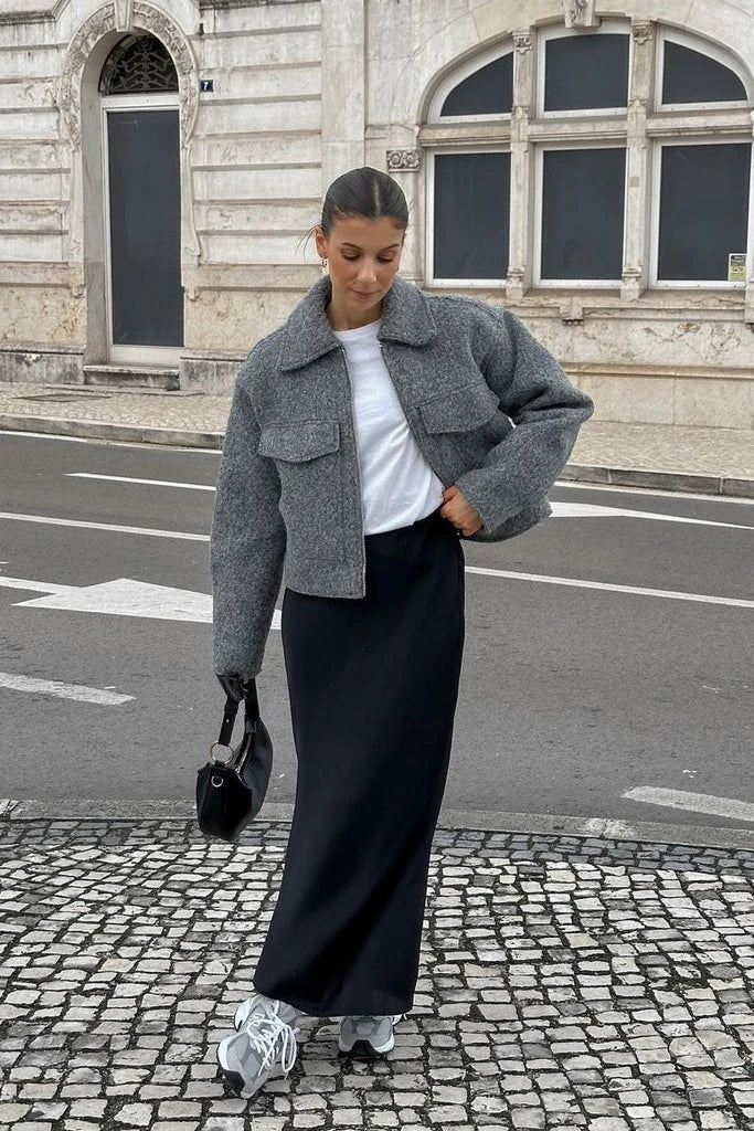 Modern Cropped Jacket Gray