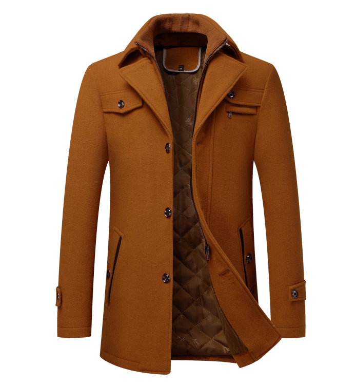 Dominik - Men's Insulated Wool Coat with Double Collar
