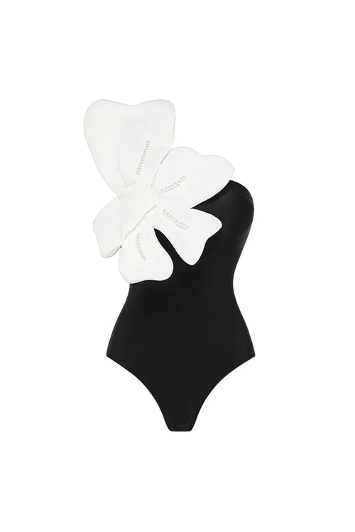 3D Flower Pearl One-Piece Swimwear