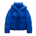 Women’s Short Quilted Puffer Jacket with Oversized Padded Scarf Collar – Warm Relaxed Winter Outerwear for Casual Everyday Wear