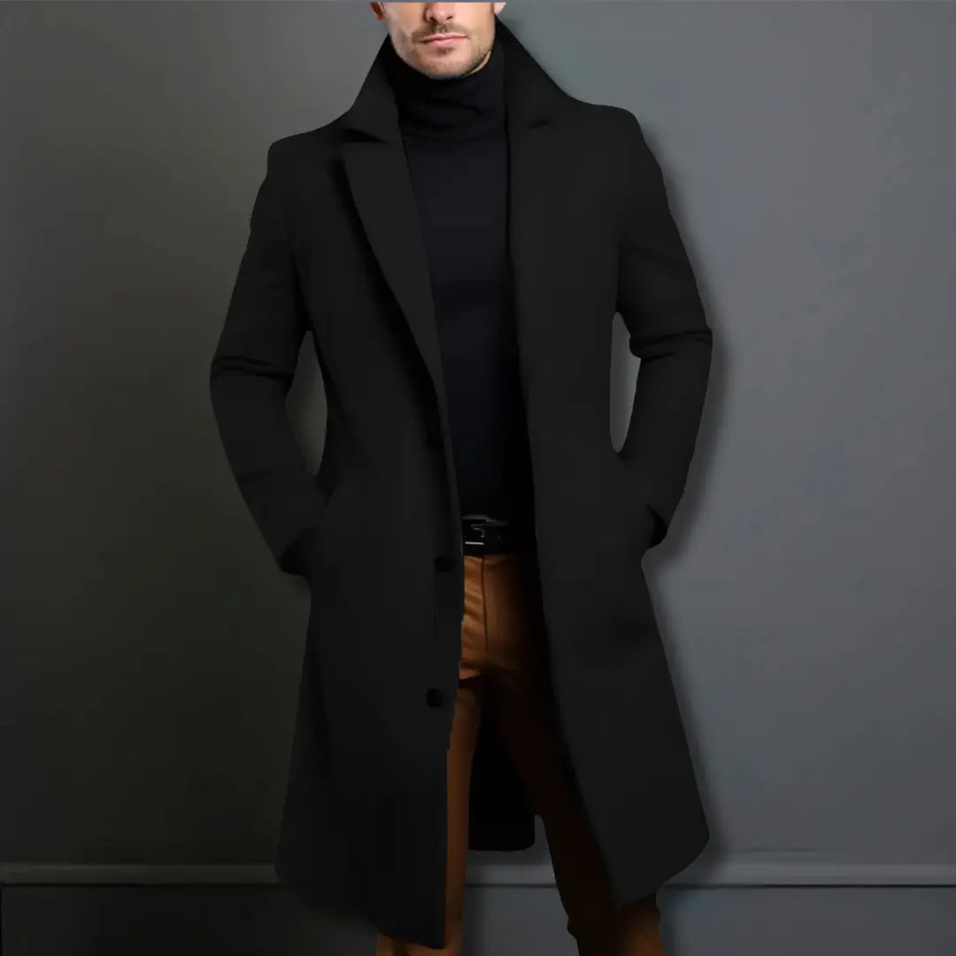 Men’s Longline Notch-Lapel Overcoat