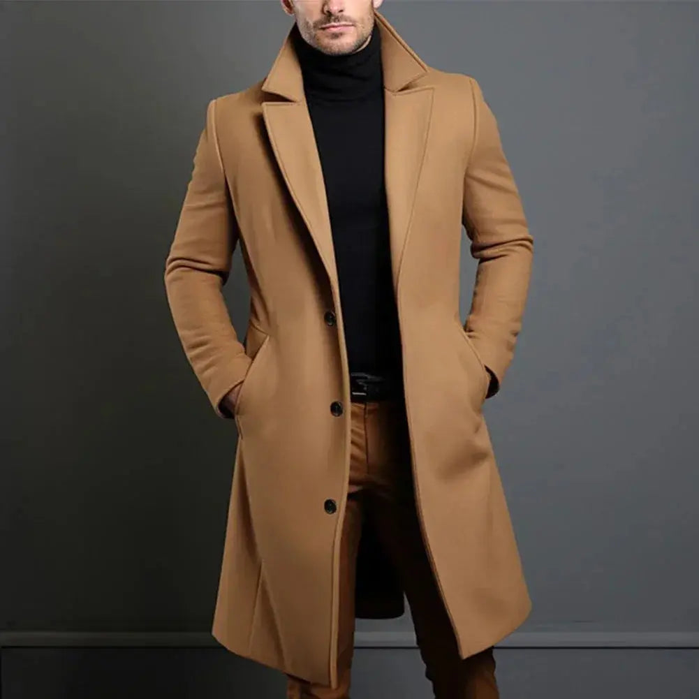 Men’s Longline Notch-Lapel Overcoat