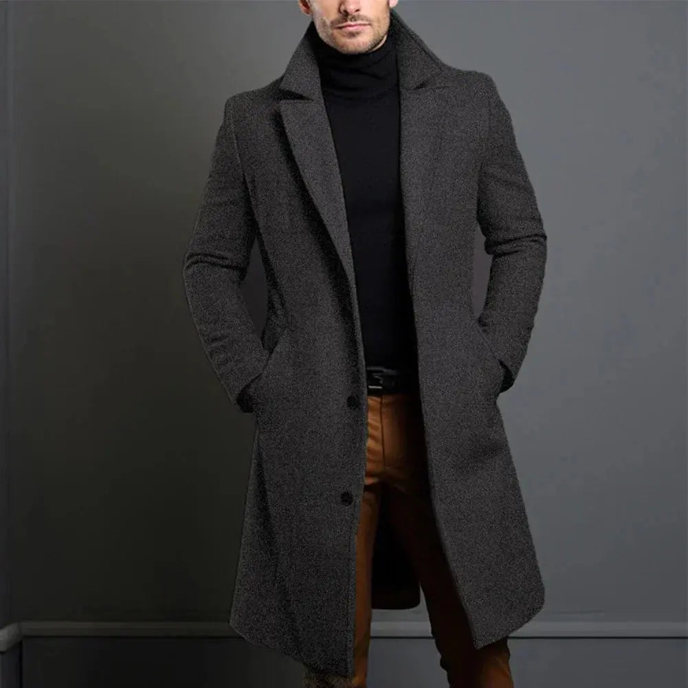 Men’s Longline Notch-Lapel Overcoat