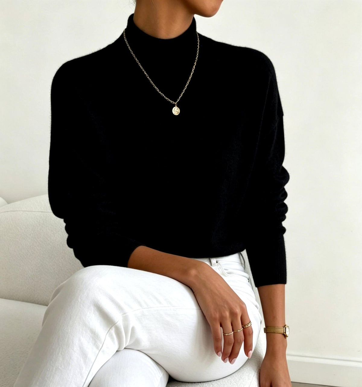 Eileen - Women's Mock Neck Relaxed Knit Sweater