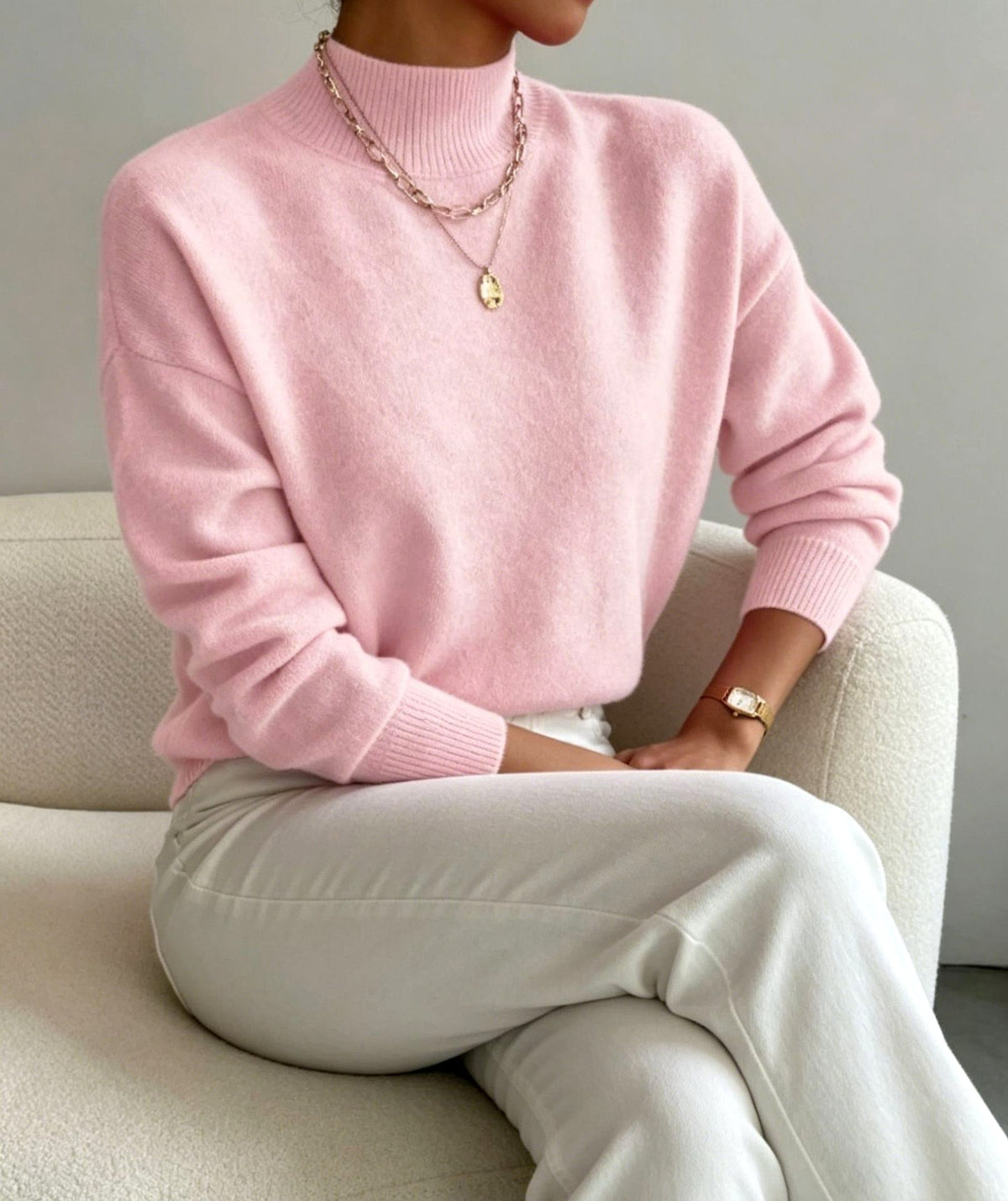 Eileen - Women's Mock Neck Relaxed Knit Sweater